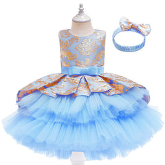 European And American New Girls' Sleeveless Mesh Puffy Dress