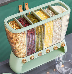 Kitchen grain storage box with compartments – green white color options