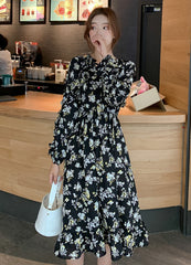 New Korean Style Popular Super Fairy Mid-length Print Retro Skirt