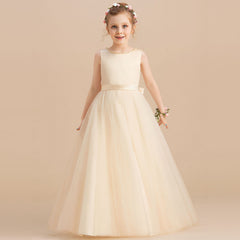 Dresses Of Bride Fellow Kids Champagne Girls Sleeveless Beaded Dress