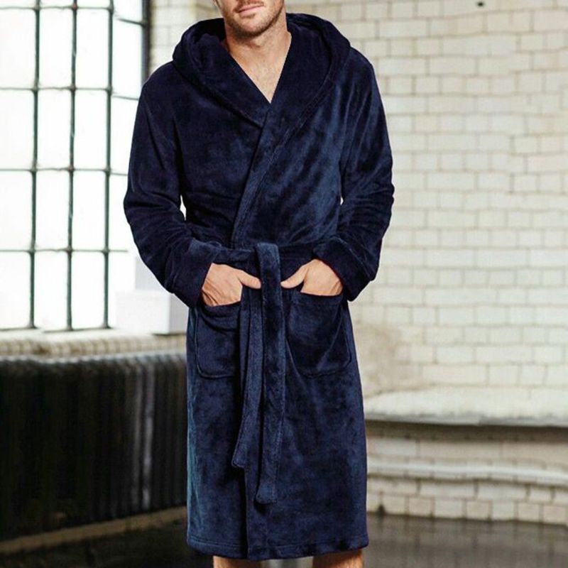 Nylon hooded bathrobe for men and women – hood belt loose casual fit