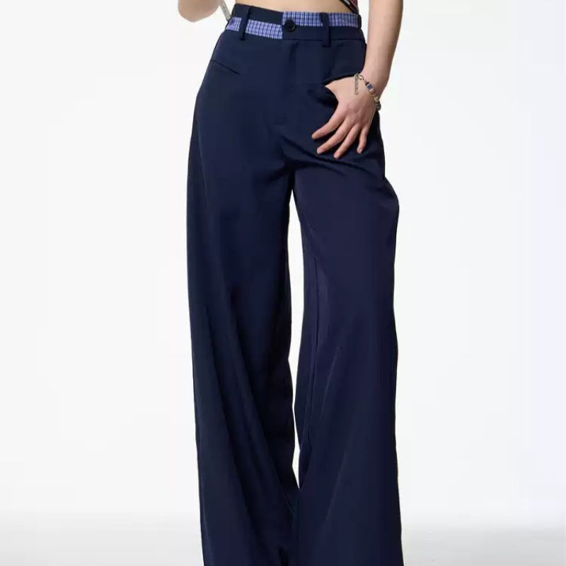 Vintage Crumpled Wide Leg Draping Matchet Pants Suit Pants For Women