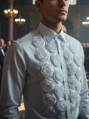 Chic White Shirt With Statement Floral Detail