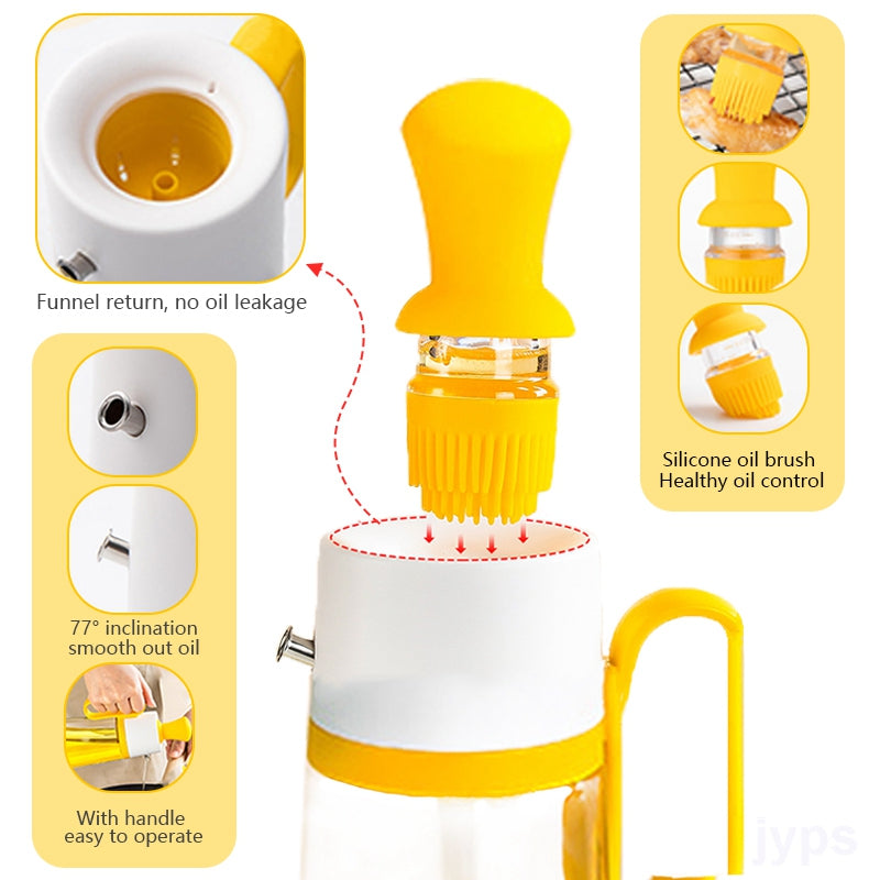 2-in-1 oil dispenser bottle with brush – wide mouth easy refill design