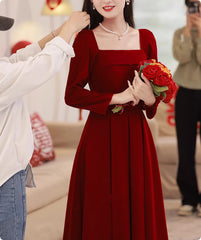 Velvet Toast Dress Simple And Elegant Long Sleeve Engagement Dress