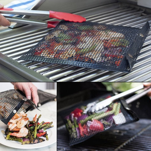 Reusable BBQ grill mesh bag – non-stick barbecue baking pad set front view