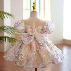 Girls Sequined Piano Costume Wedding Dress