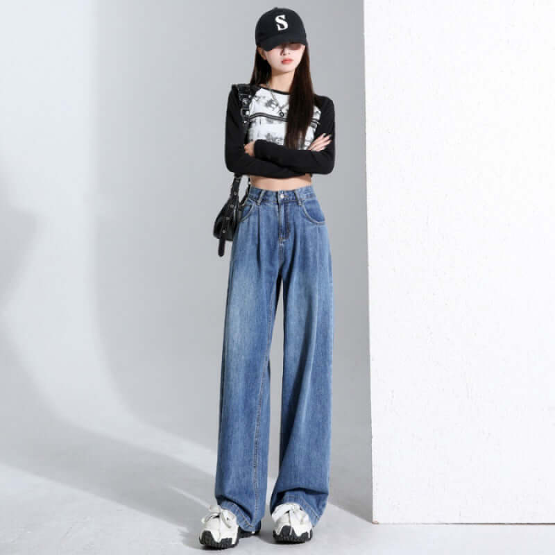 Retro High Waist Wide Leg Jeans For Women