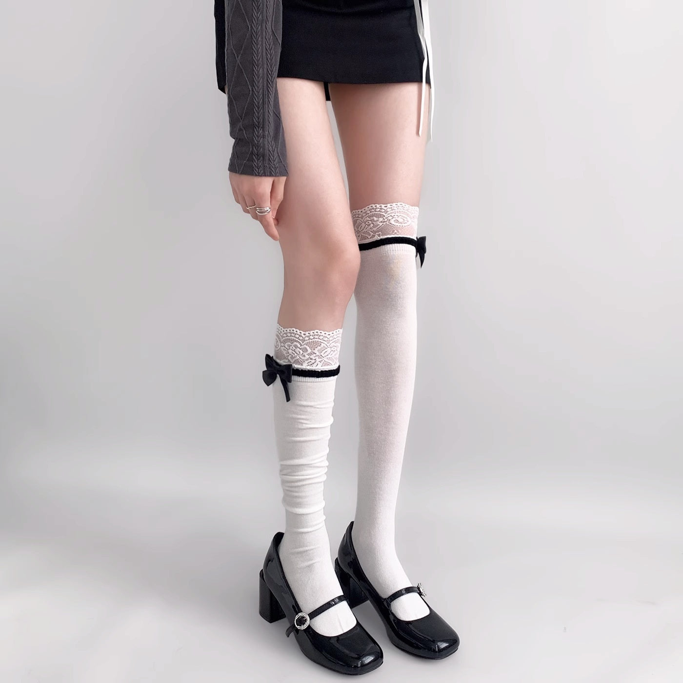Japanese Jk Bowknot Sweet Lace Lolita Socks Mid-calf