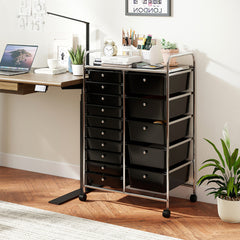15 drawer rolling storage cart – black transparent white color options