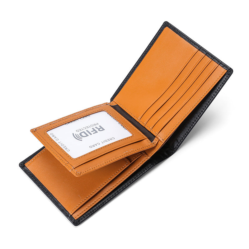 RFID leather wallet for men – anti-skimming card protection close-up