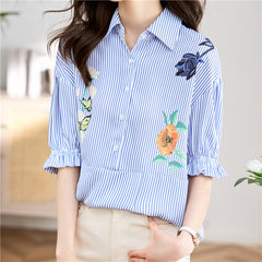 Real Shot Design Loose And Comfortable Striped Shirt