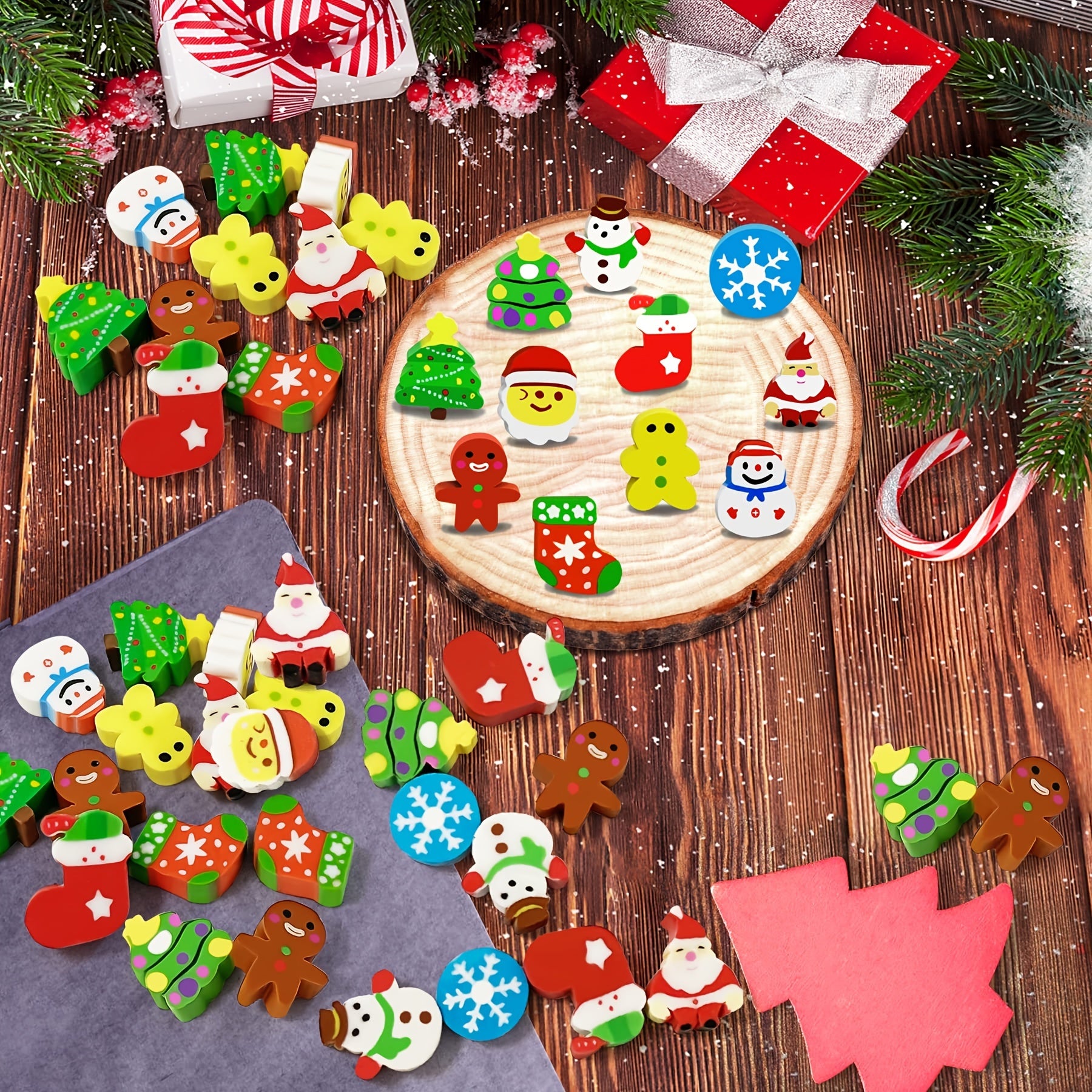 Christmas mini erasers bulk for kids – Pick N Drop holiday gift USA Europe