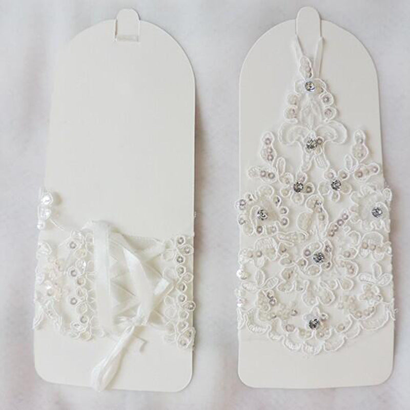 White Hook And Fingerless Short Lace Gloves