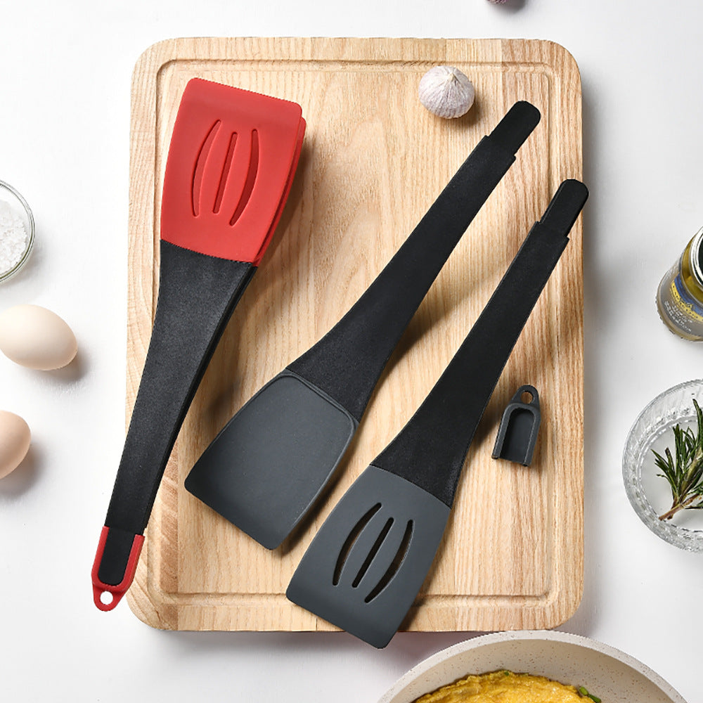 3-in-1 silicone spatula clip kitchen tool – anti-slip wave pattern back detail