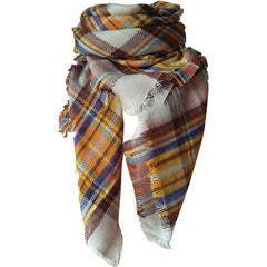 59 X 59in Yellow Blue Womens Fall Winter Scarf Plaid Tassel Soft Warm Blanket Scarves Womens Shawl Wraps