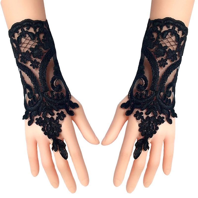 Lace Embroidered Tie Gold Black Dress Sleeves