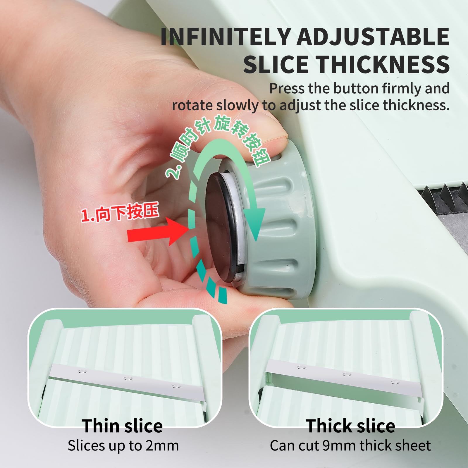Mandoline vegetable slicer julienne grater – safety handle non-slip pusher