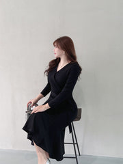 Women's V-neck Lace Up Fishtail Dress