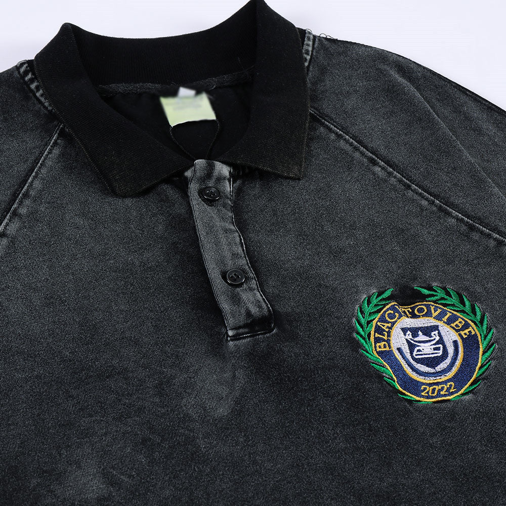 Embroidered Badge Polo Short Sleeve T-Shirt Men