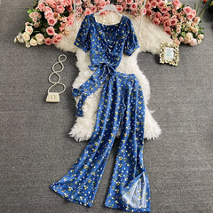 Square Neck Bow Halter Short Women's Top Two Sets