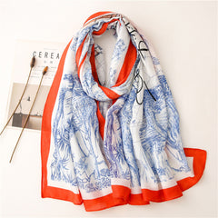Fashion Print Dual-purpose Cotton And Linen Feel Scarf