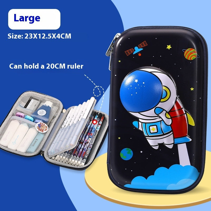 Kids pencil case large capacity – EVA cute animal stationery box front view