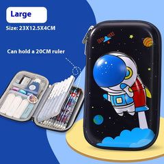 Kids pencil case large capacity – EVA cute animal stationery box front view
