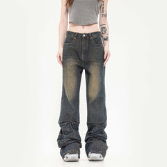 Vintage Crumpled Slim Fit Skinny Jeans For Women