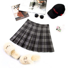 College Style High Waist Small Skirt Plaid Skirt