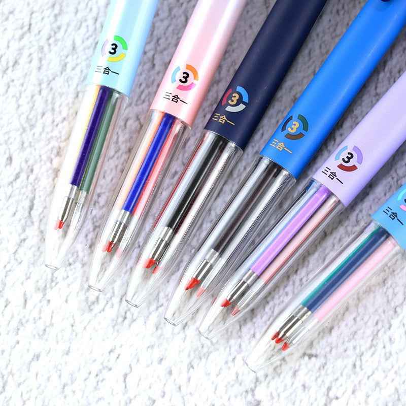 Three color press gel pen – plastic body lightweight comfortable grip