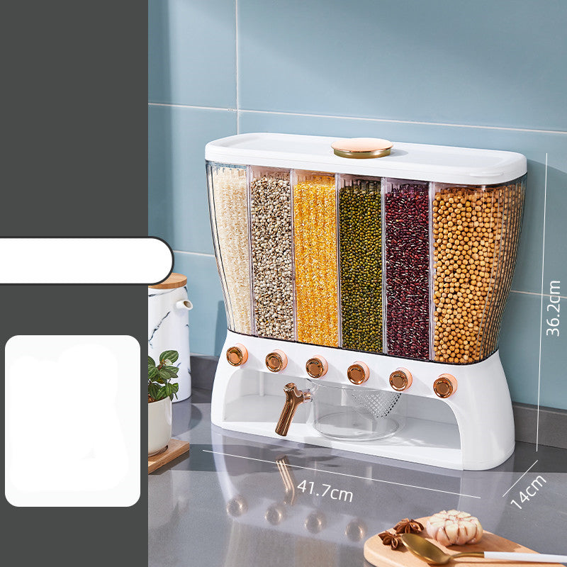 Kitchen grain storage box with compartments – rice flour cereal storage