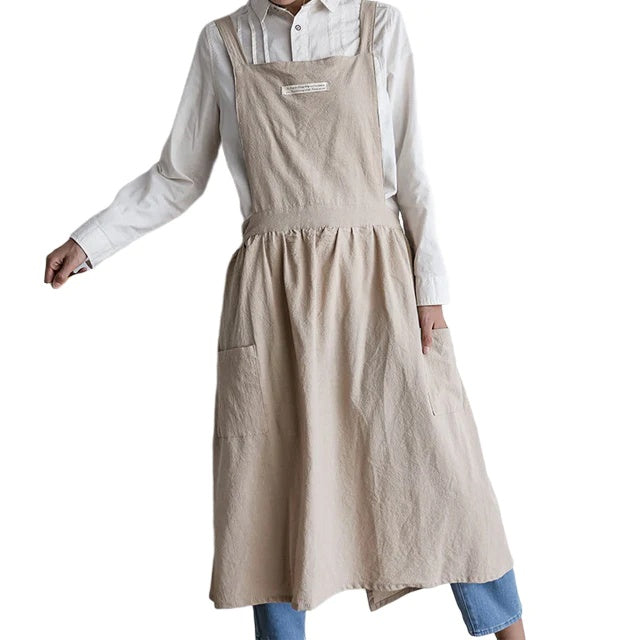 Cotton kitchen apron for home cooking – 6 color options close-up