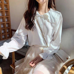 Doll Collar Foreign Style Base White Shirt