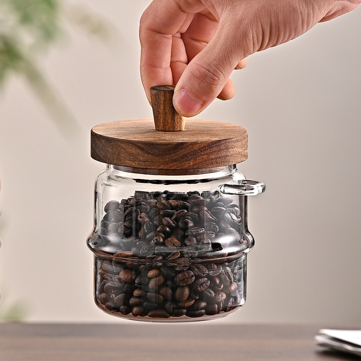 Glass storage jar with spoon – candy biscuit snack storage pantry