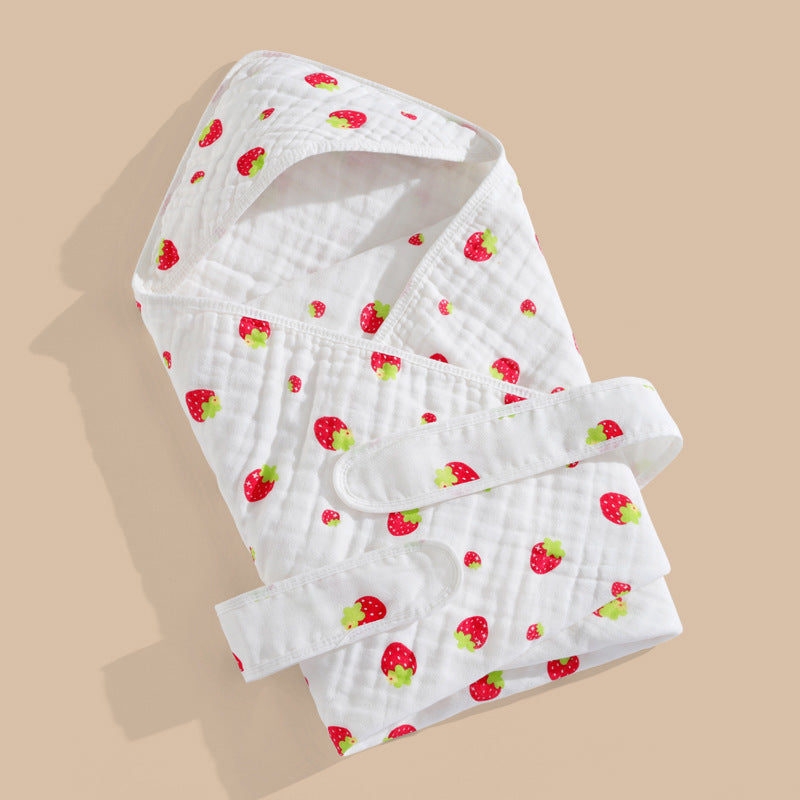 Pure Cotton Gauze Spring Newborn Cotton Hooded Bath Towel Baby Blanket