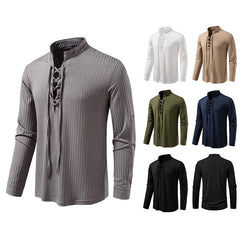 Men's Casual Long Sleeve Drawstring Design T-shirt