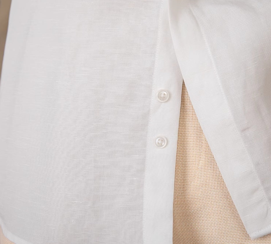 Skin-friendly Draping Lyocell Long Linen Sleeves Shirt