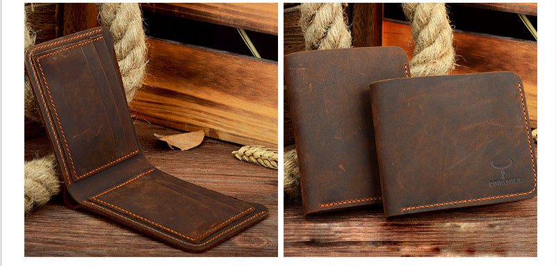 Retro short wallet for men – horizontal format pocket-friendly size