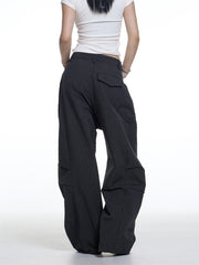 American Retro Plaid Lazy Wide Leg Machete Casual Pants For Women