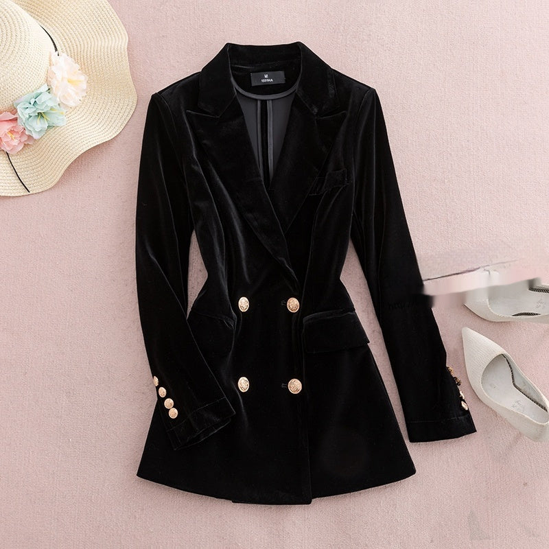Velvet Outer Coat Plus Size Slim Fit Two-piece Suit
