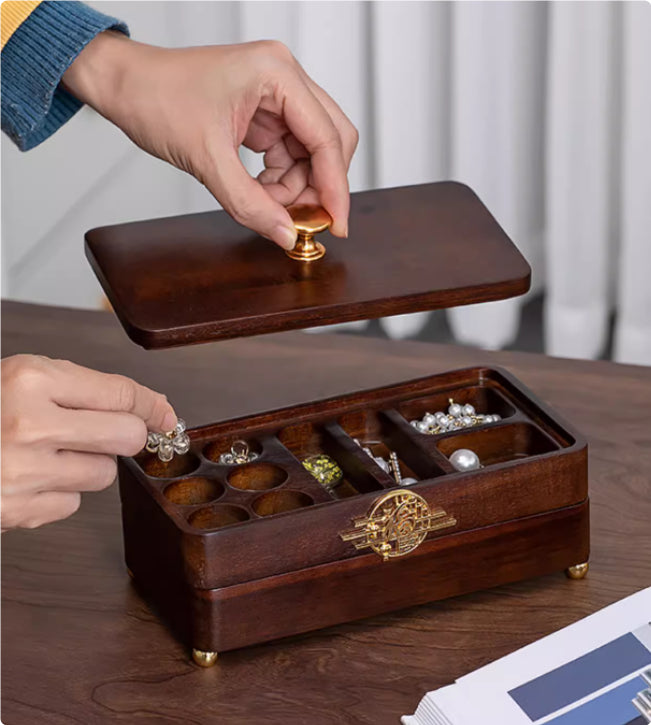 Walnut wood jewelry storage box – painting storage tube variant