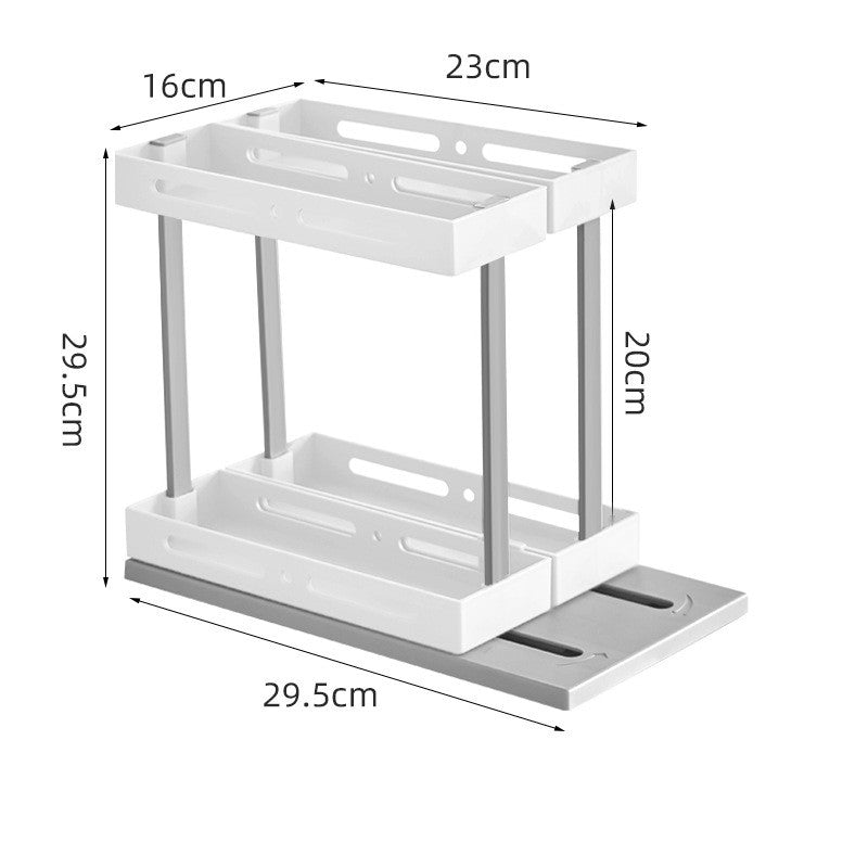 Under sink pull-out spice rack organizer – kitchen cabinet tidy use