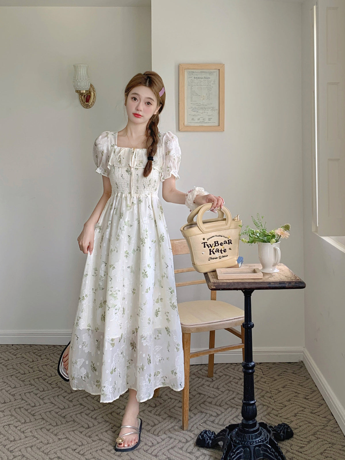 Summer New French Square Collar Plus Size Sweet Dress Women