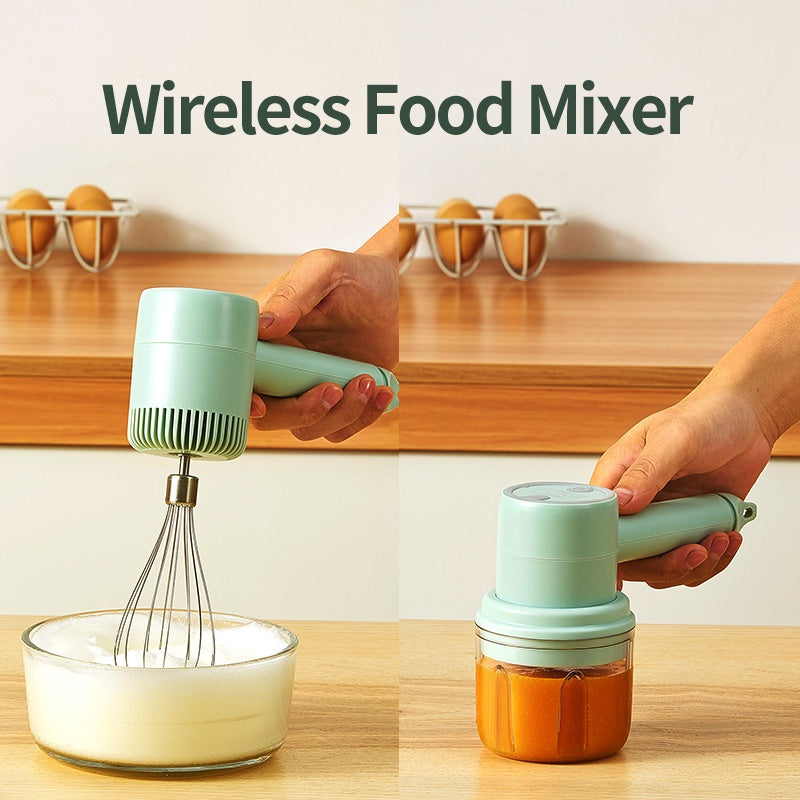 Rechargeable electric egg beater handheld – 3-speed 20W mixer front view