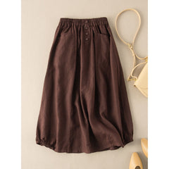 Plus Size Women's New Faux Linen Vintage Skirt