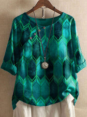 Round Neck Short Sleeve Printed Loose Bottoming Shirt