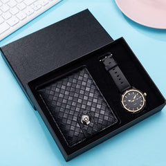 Luxury watch and wallet gift set for men – matching leather wallet close-up