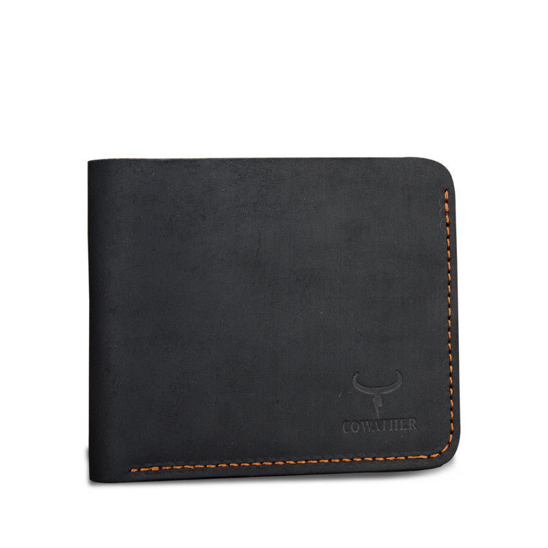 Retro short wallet for men – large compartment card slots interior view