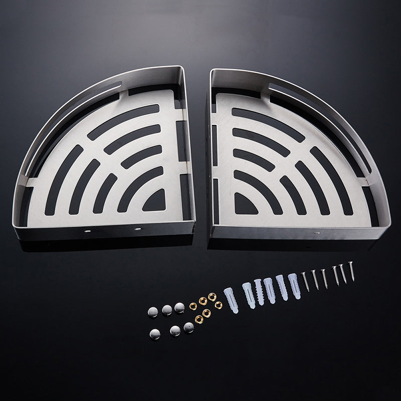 Stainless steel bathroom corner shelf – silver single layer close-up